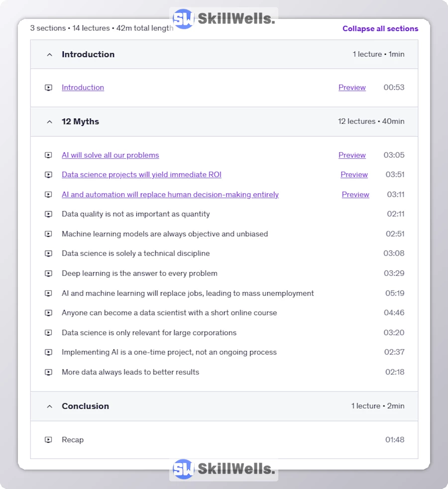 12 Myths About Data Science and AI - Table of Content