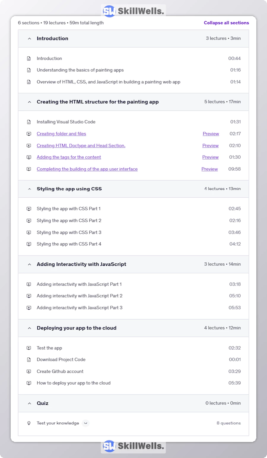 Build An Interactive Drawing App with HTML CSS JavaScript Tutorial - Table of Content
