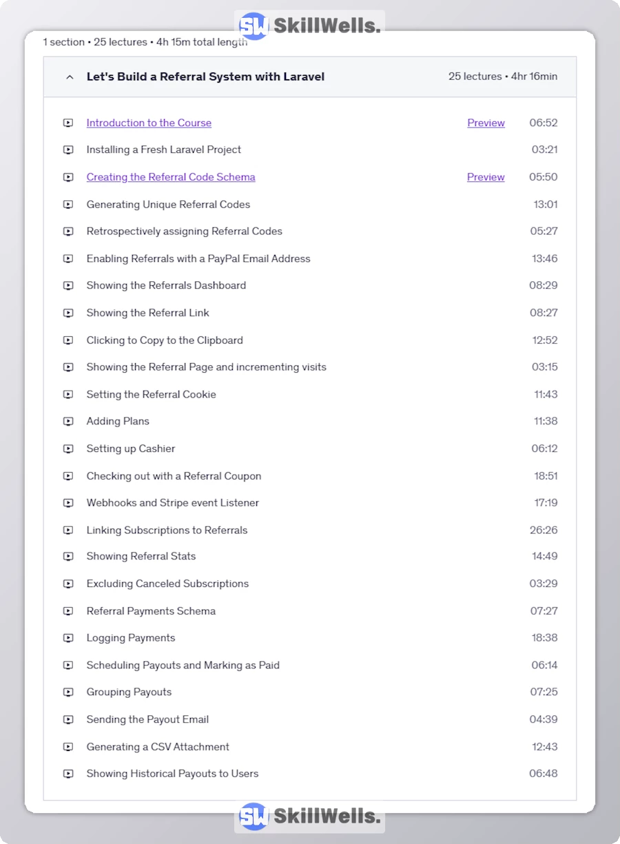Let's Build a Referral System with Laravel - Table of Content