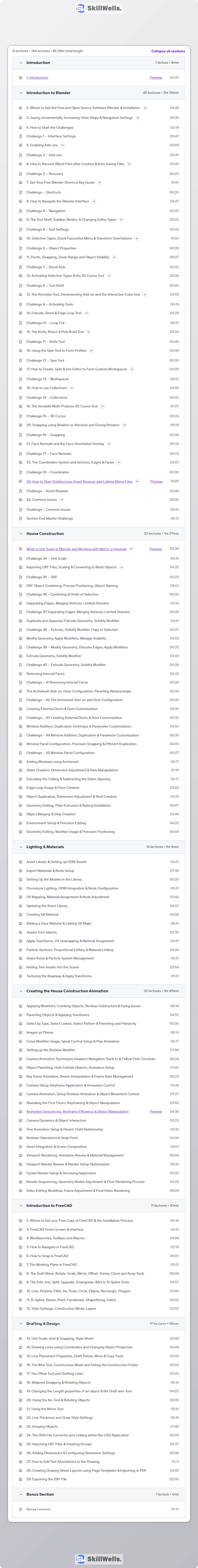 Master Blender 4.x for Architectural Animation & 3D Design - Table of Content