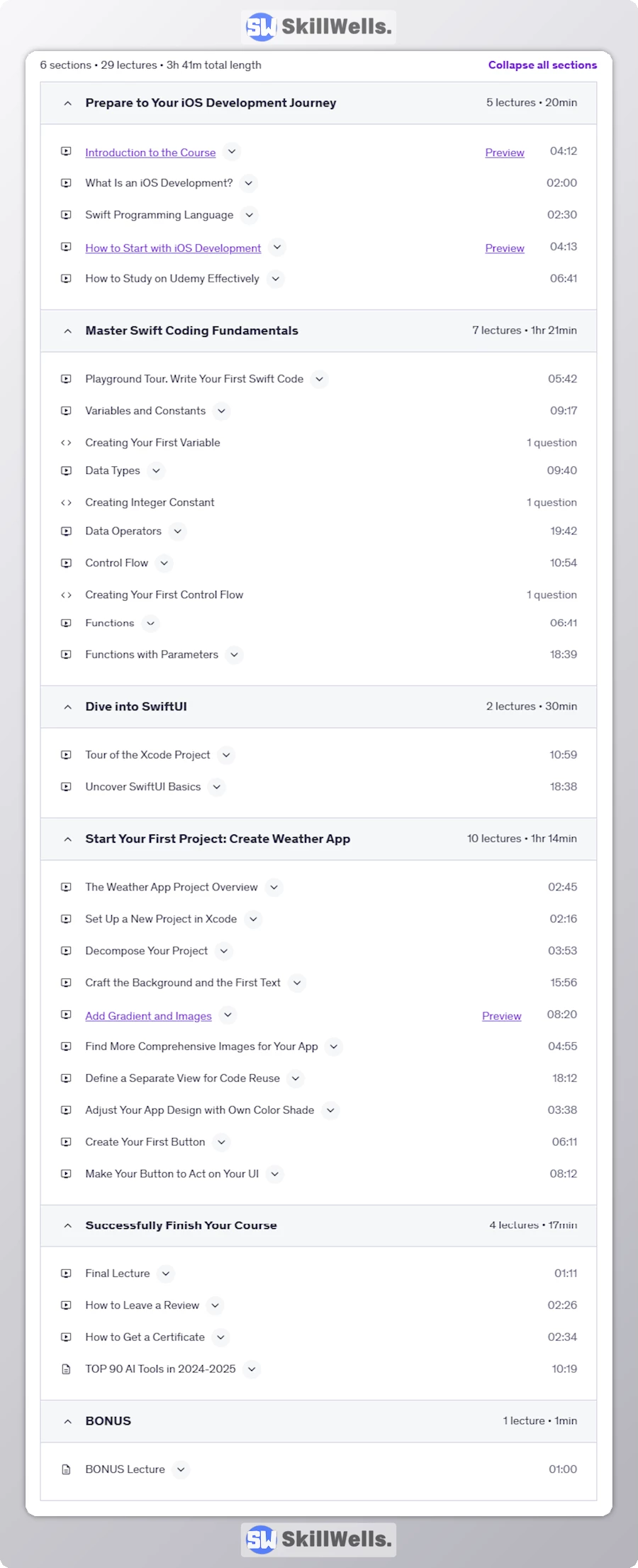 iOS Development Kickstart Craft Your First App With SwiftUI - Table of Content