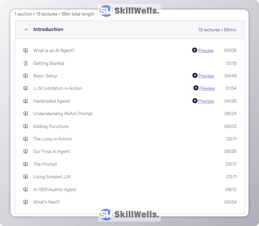 Build Autonomous AI Agents From Scratch With Python - Table of Content