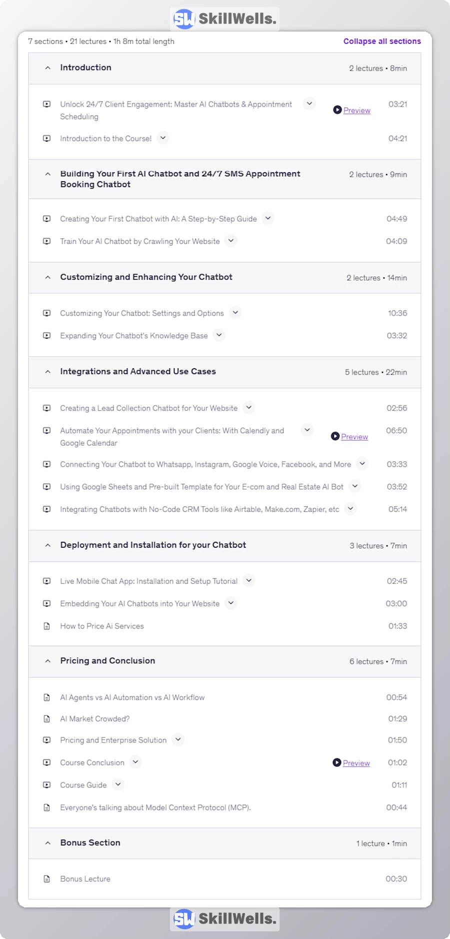 Master AI-Powered Chatbots, 247 Appointment Booking with AI - Table of Content