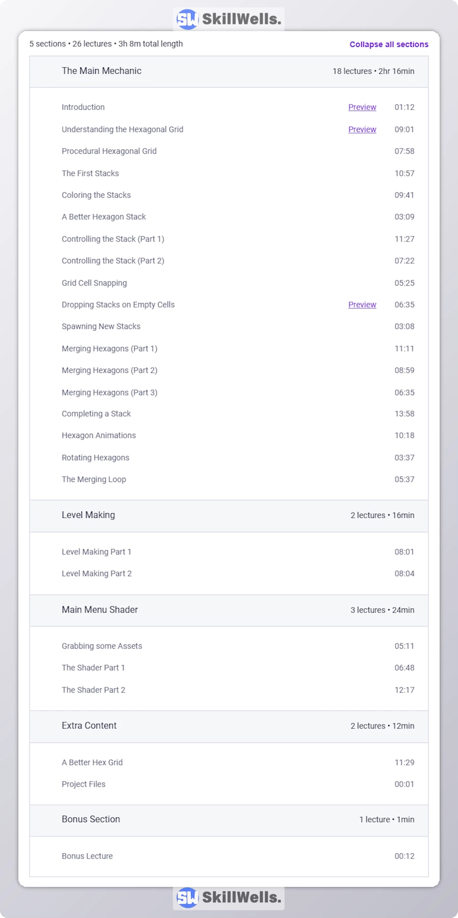 Unity Hyper Casual Game - Exploring Hexa Sort Mechanics - Table of Content