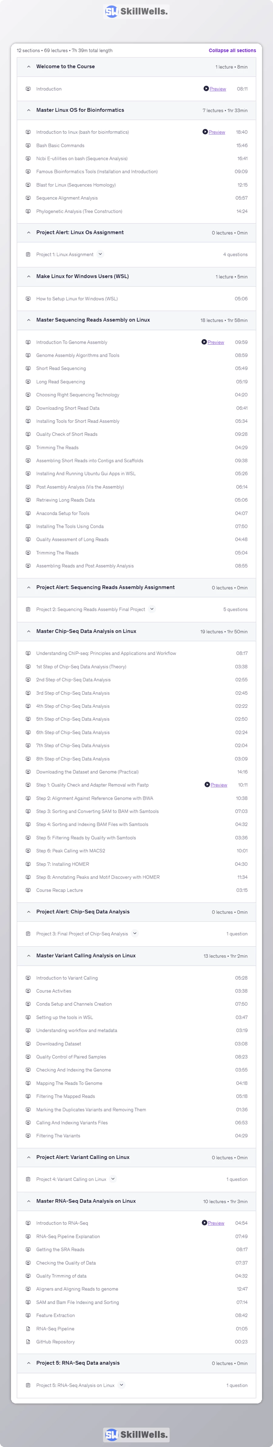 Linux Mastery for Bioinformatics Master Linux in 7+ Hours - Table of Content