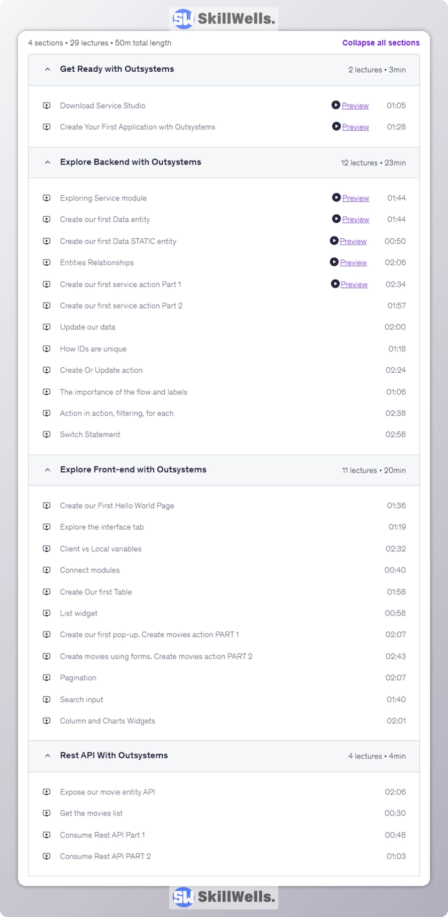 Ultimate OutSystems Course From Beginner to Pro Developer - Table of Content
