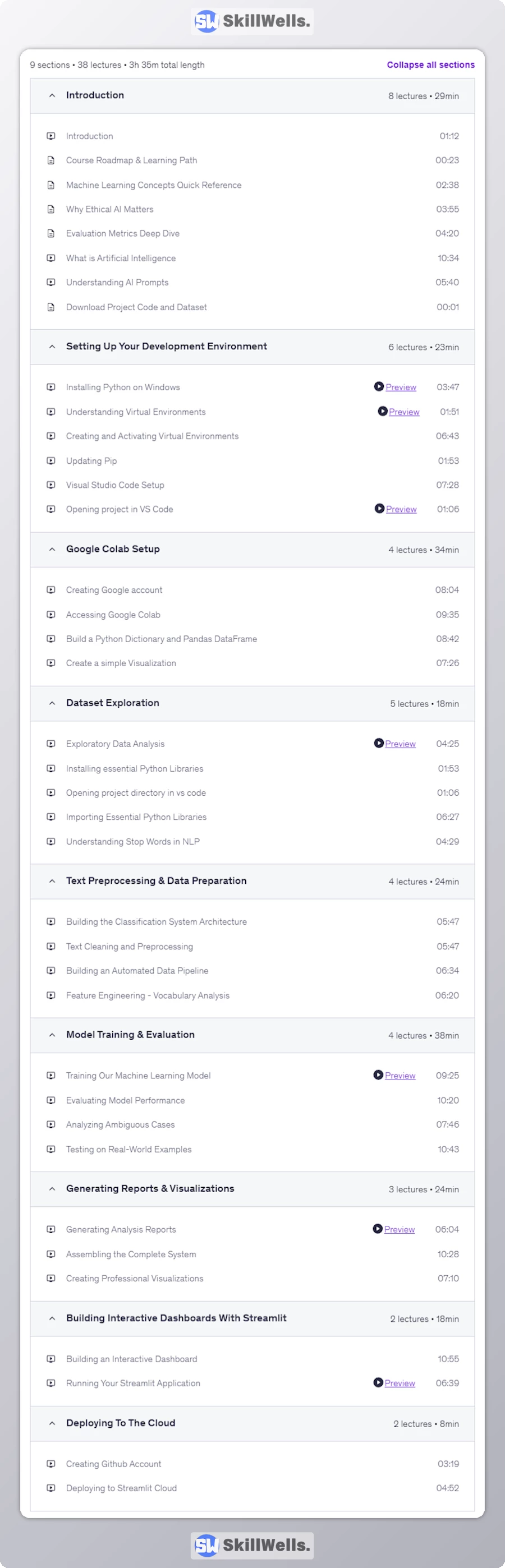 Machine Learning Project Build & Deploy Real AI with Python - Table of Content